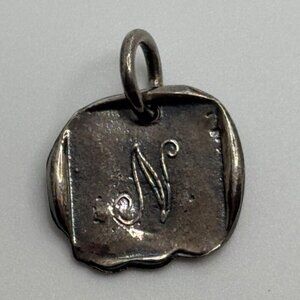 Waxing Poetic Sterling Silver Script N Initial Monogram Small Charm
